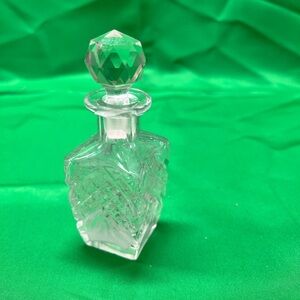 Vintage Rectangular Cut Glass Perfume Bottle EMPTY